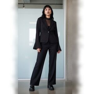 Large Vintage Black and Red Pinstripe Two-Piece Pants Suit Set